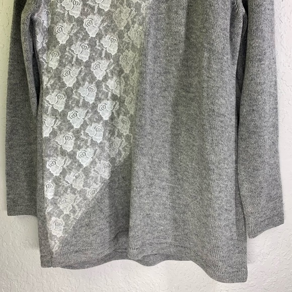 SOFT SURROUNDINGS Claudette Cowl Turtle Neck Long Tunic Knit Lace Wool Sweater - Picture 5 of 12